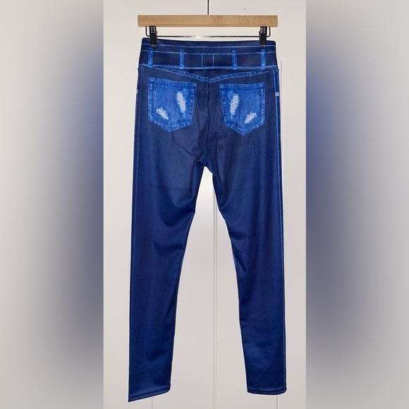 Flamingo Denim Look High Waisted Sports Leggings Dark Wash Size 2XL(14/16) - Picture 6 of 7